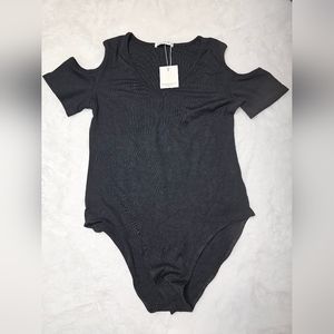 NWT MANGOPOP COLLECTION BLACK BODYSUIT BLACK MEDIUM